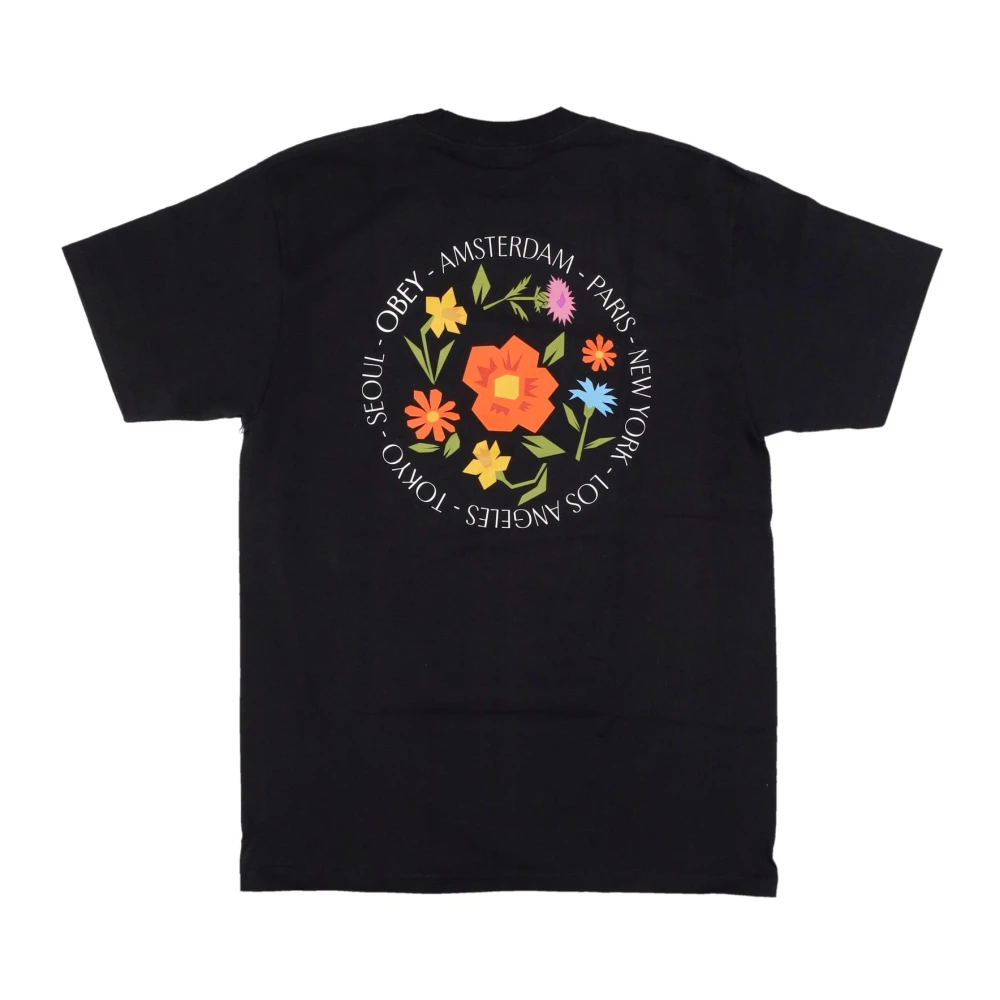 Obey Stad Bloemen Klassieke Tee Zwart Heren T-Shirt Black Heren
