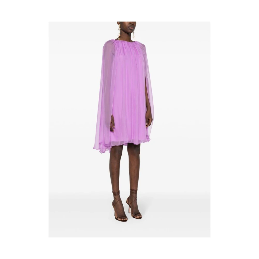 Max Mara Amethist Paarse Zijden Chiffon Cape Jurk Purple Dames