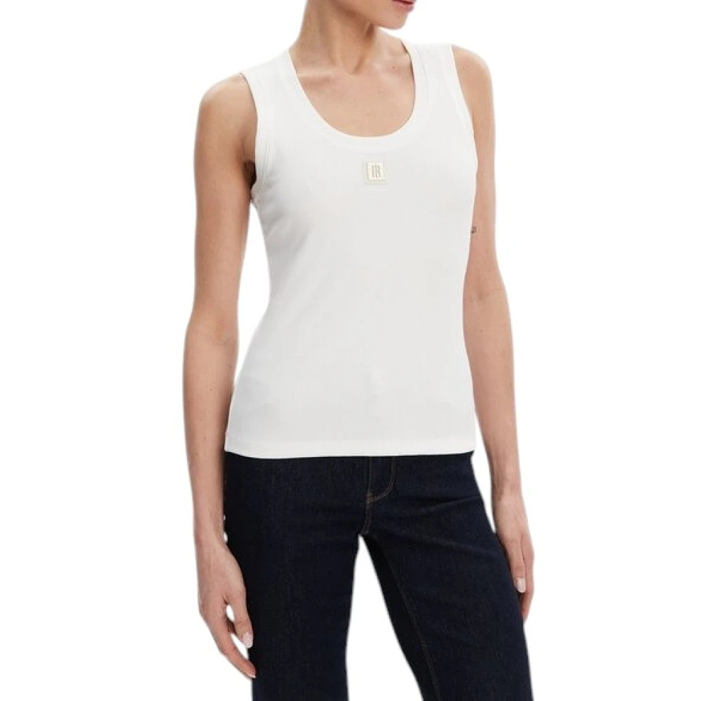 Fracomina Women's White Sleeveless Tops, M, Canotta