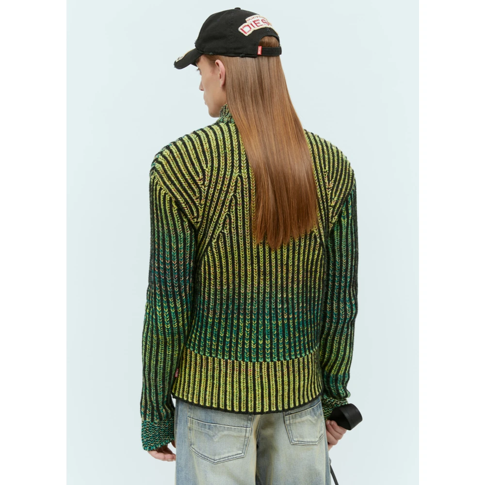 Diesel Gemêleerde Ribgebreide Vest Green Dames