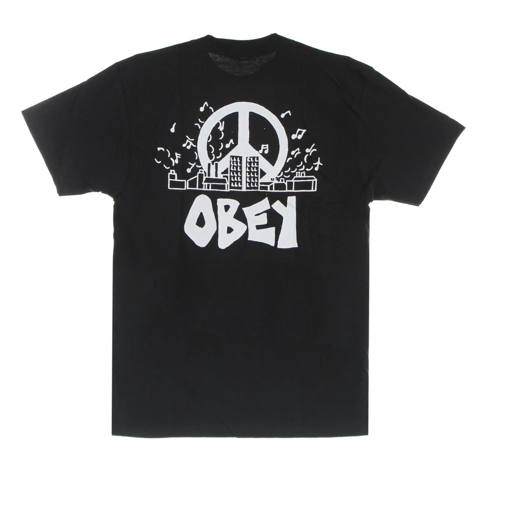 Obey Klassieke Zwarte Heren Tee met Print Black Heren
