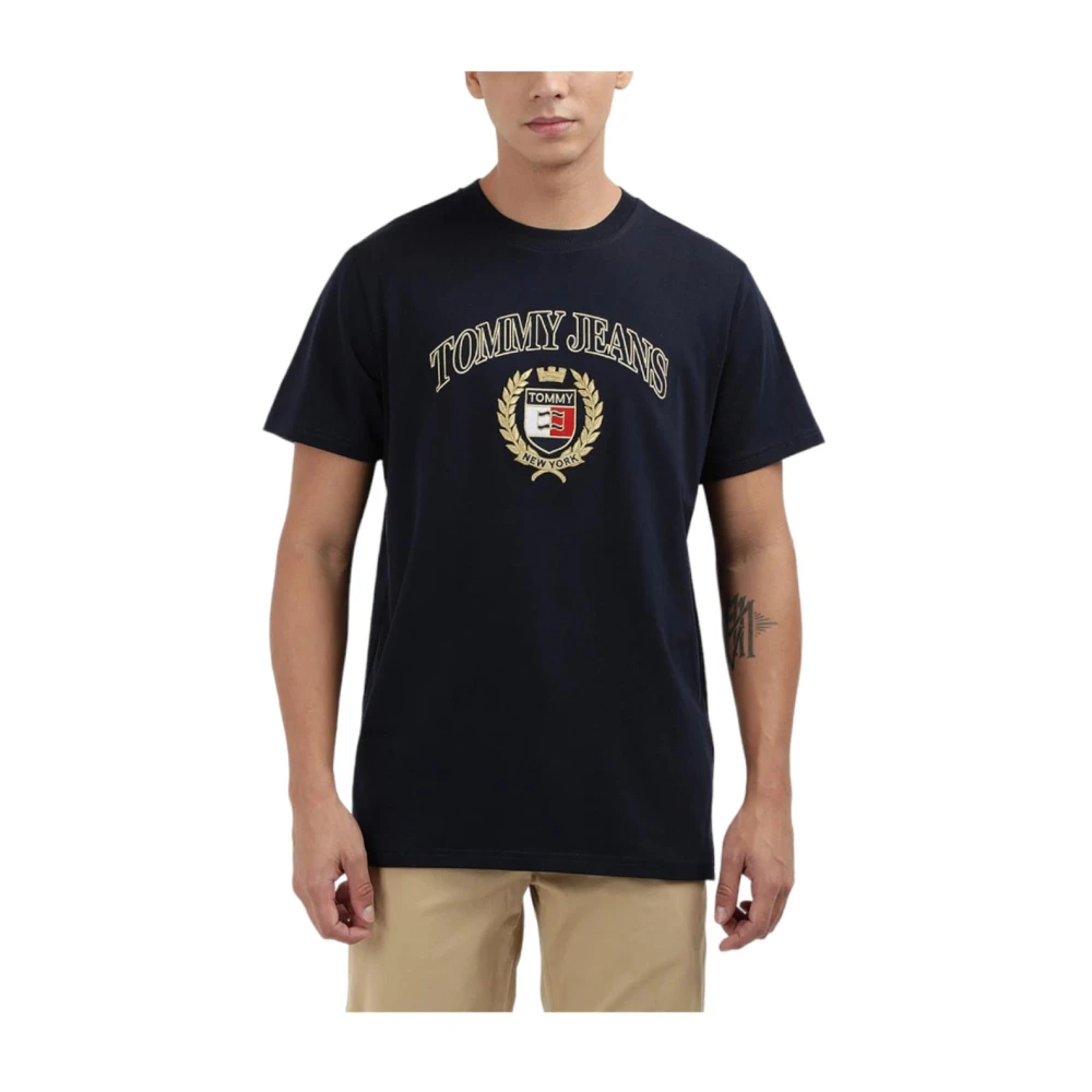 Tommy Hilfiger Gouden Crest T-shirt Navy Blauw Modern Fit Blue Heren