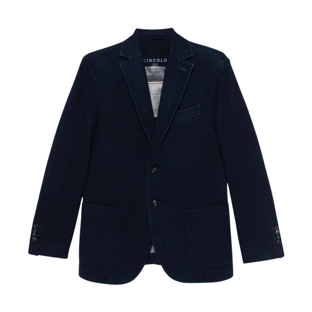 Circolo 1901 Blauw Denim Jack Met Revers Blue Heren