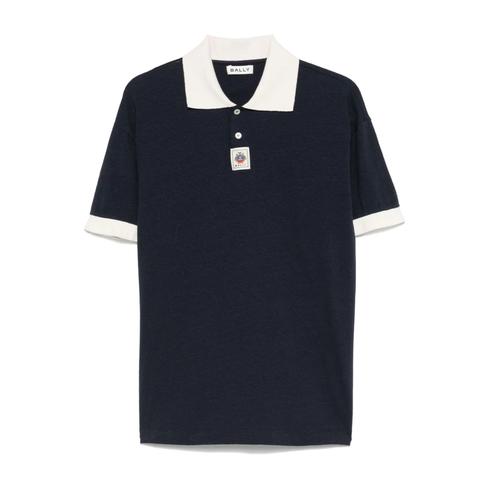 Bally Navy Blue Polo Shirt Korte Mouw Blue Heren