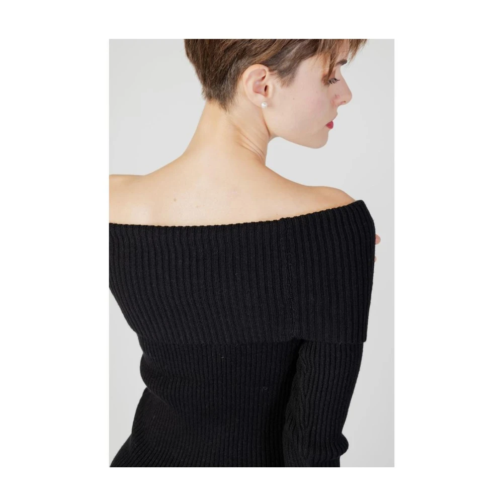 Only Zwarte Viscose Gebreide Trui Black Dames