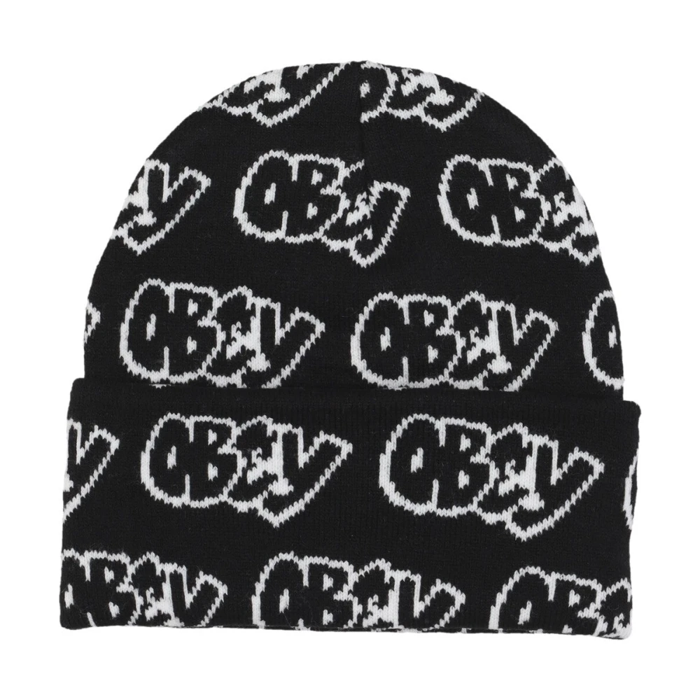 Obey Zwart Multi Beanie Hoed met Micro Rib Multicolor Heren