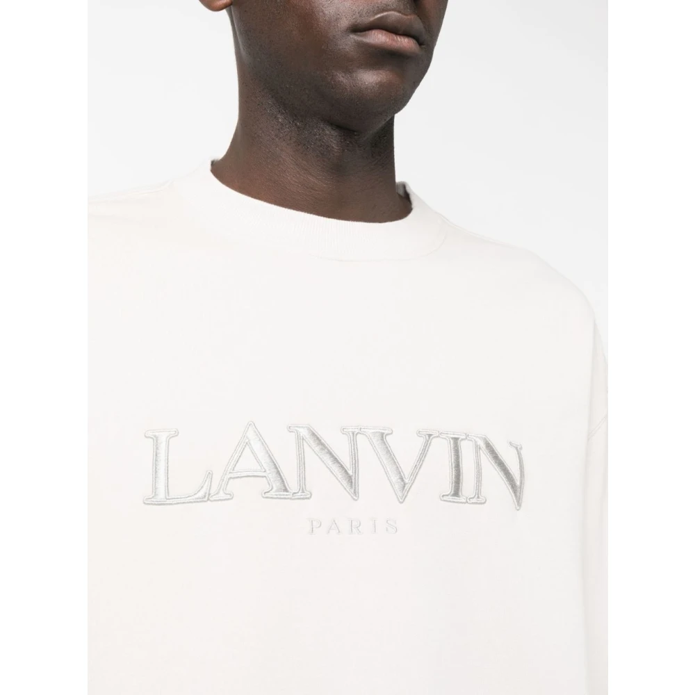 Lanvin Witte Logo-Geborduurde Trui White Heren