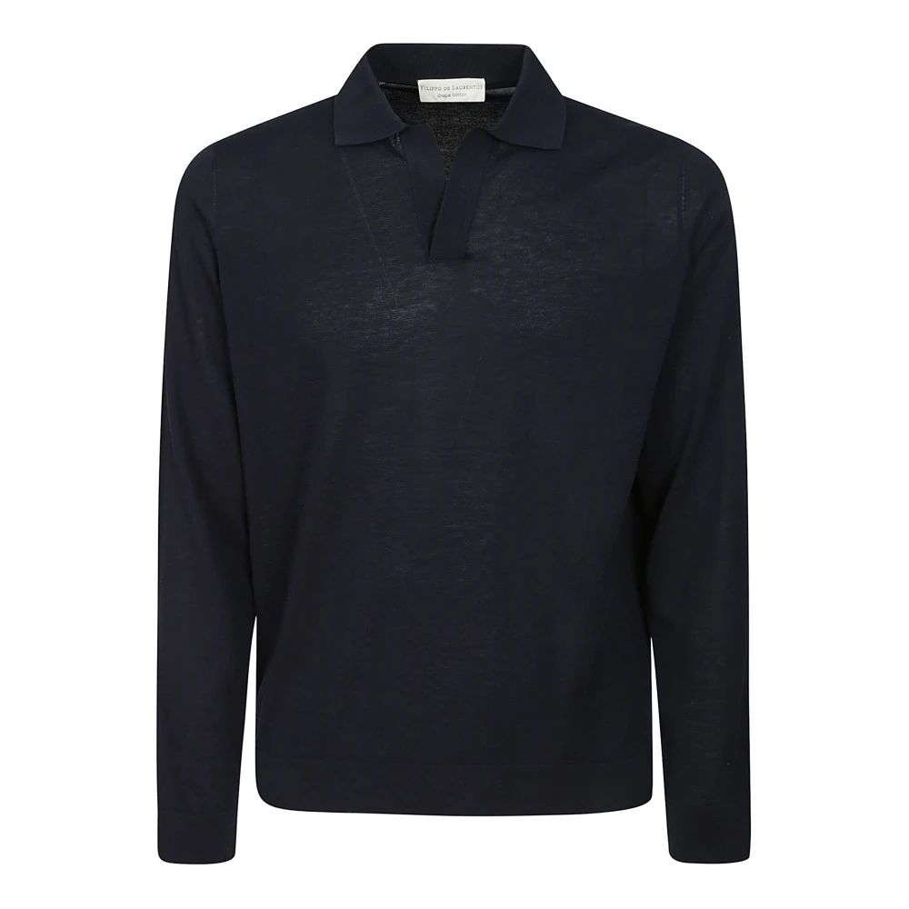 Filippo De Laurentiis Blauw katoenen poloshirt met lange mouwen Blue Heren
