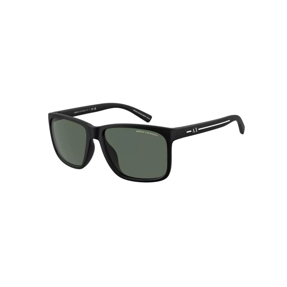 Armani Exchange Unisex Black Ax4041sf Resin Square Frame Sunglasses