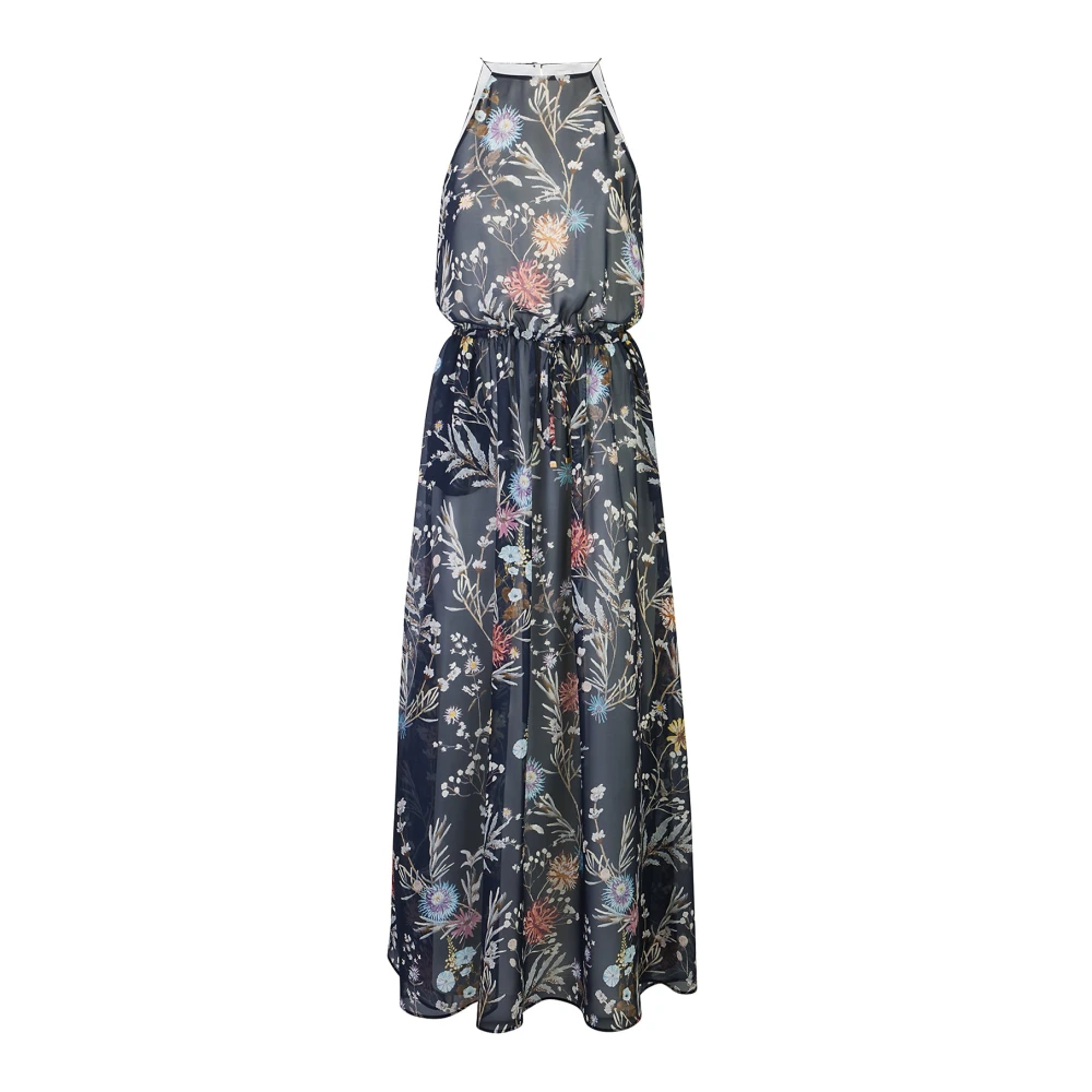 Eleventy Vrouw Blauw Kleedjes Dames, 2XS, Mouwloze Jurk Met Trekkoord