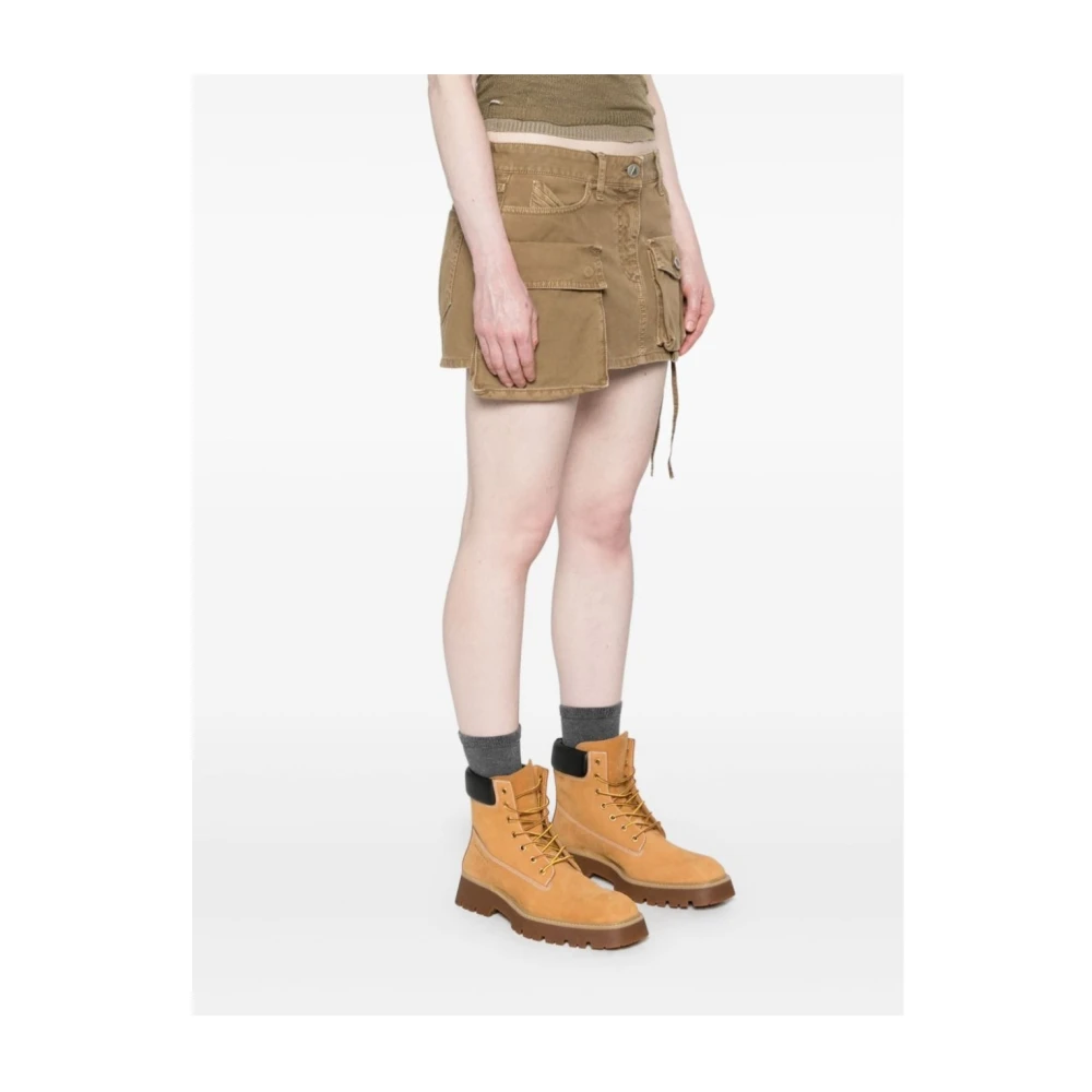 The Attico Op Maat Gemaakte Khaki Mini Rok Brown Dames