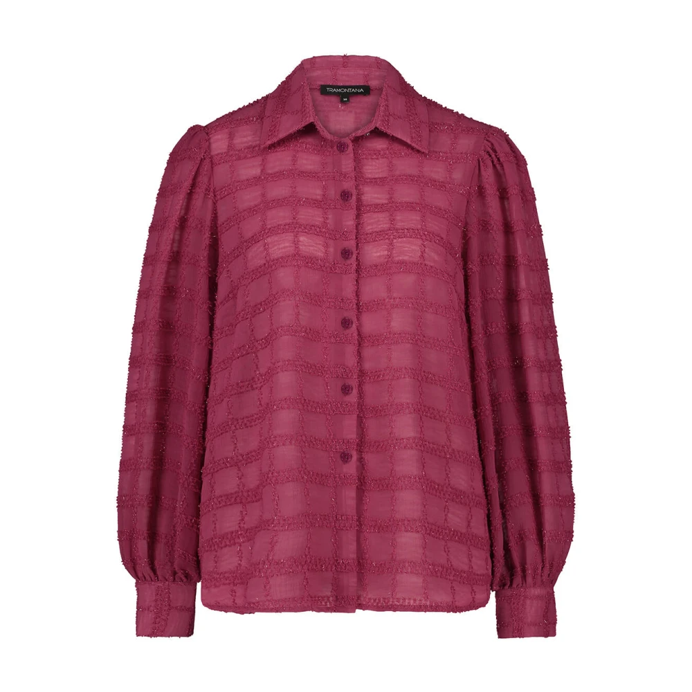 Tramontana Mooie Geweven Blouse Lange Mouw Pink Dames