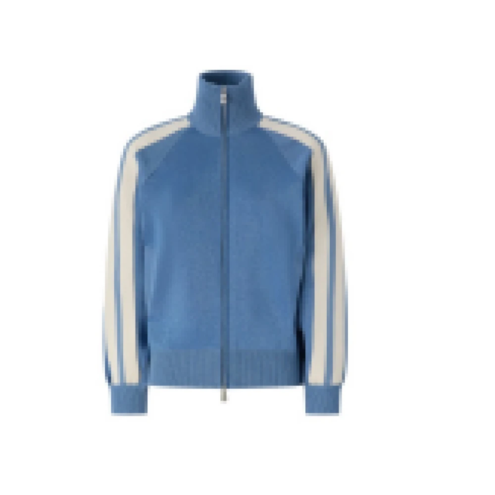 Pinko Women's Blue Striped-Sleeve Zip-Up Sweatshirt - Zip-Throughs - M - Sweatshirts & Hoodies