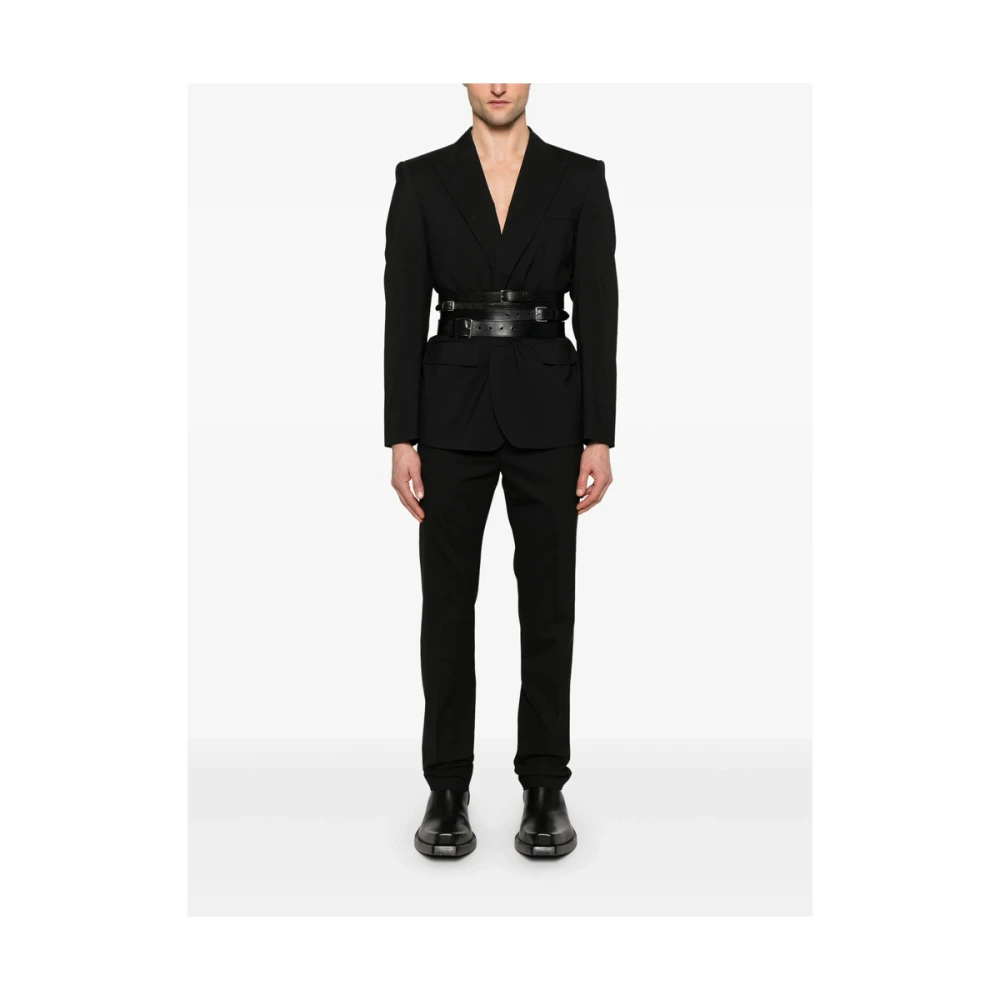 Rick Owens Zwarte broek met knoopsluiting en zakken Black Heren