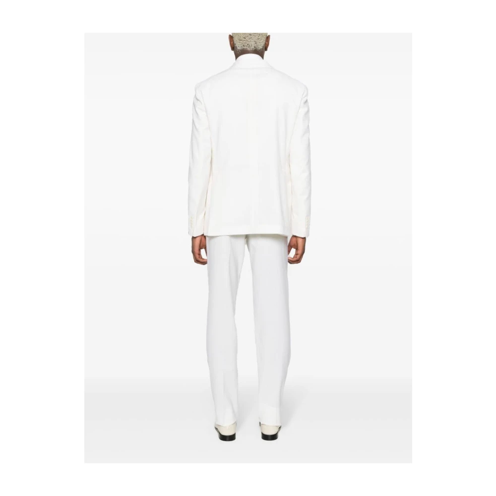 Tagliatore Witte Wol Blazer Vest Broek Set White Heren