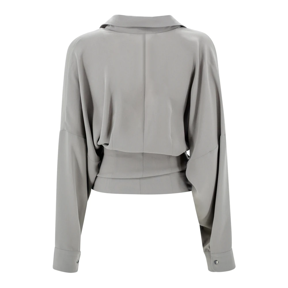 Philosophy di Lorenzo Serafini Grijze Wrap-Around Shirt met Crepe Effect Gray Dames