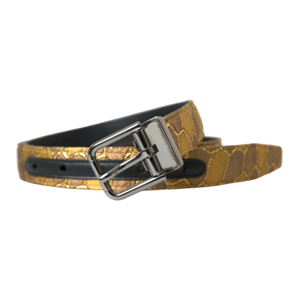 Dolce & Gabbana Men's Golden Elegant Leather Belt