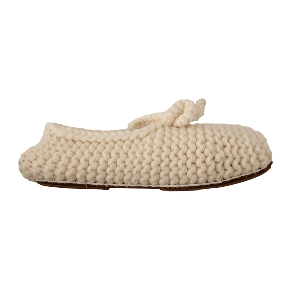 Dolce & Gabbana , Ballerina Shoes, Female, White, 7 Uk, Elegant Wool Knit Ballerinas