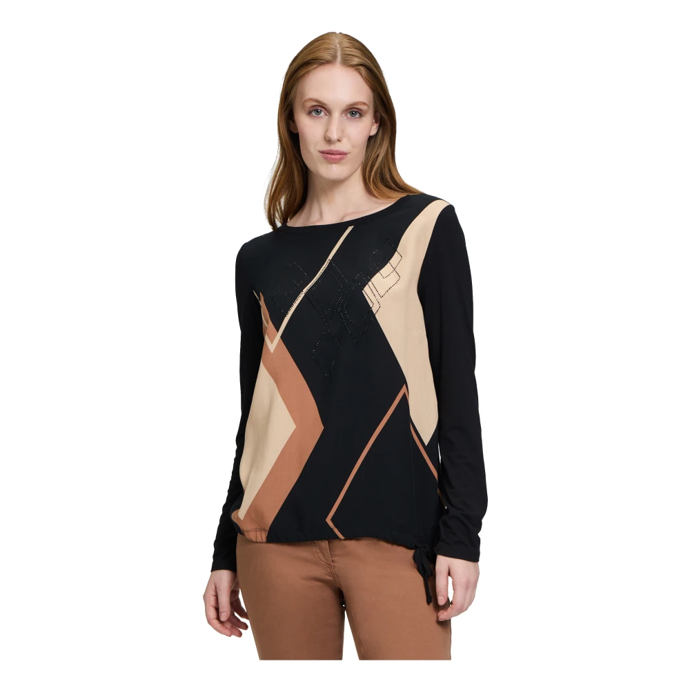 Betty Barclay Glitter Casual Shirt met Koord Black Dames