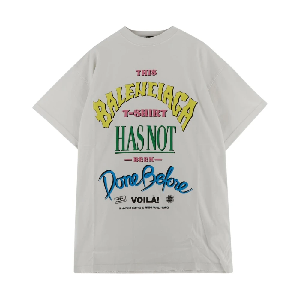 Balenciaga Katoenen Logo T-shirt White Heren