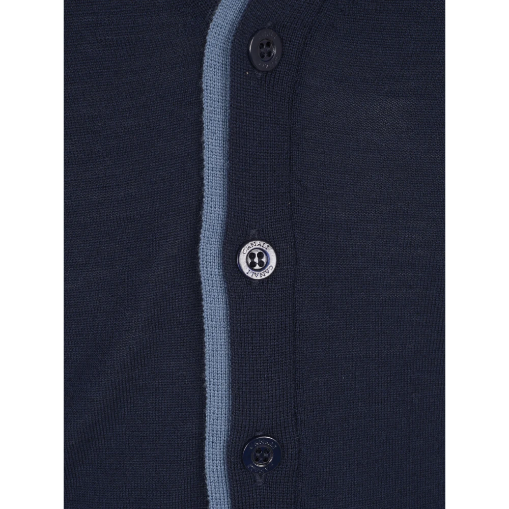 Canali Blauwe Punto Sweater Blue Heren