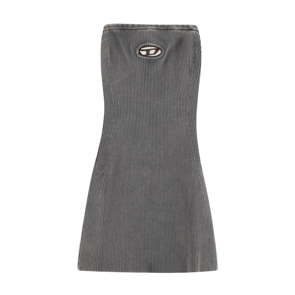Diesel Katoenen Logo Jurk Gray Dames