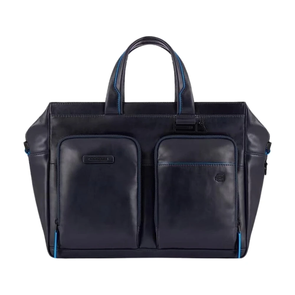 Piquadro Women's Blue Elegant Leather Document Holder With Laptop Compartment