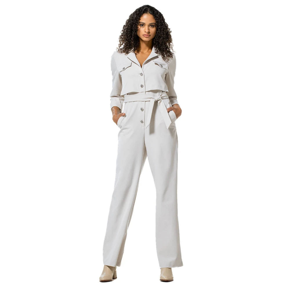 Caroline Biss Elegante Jumpsuit met Recht Been Beige Dames