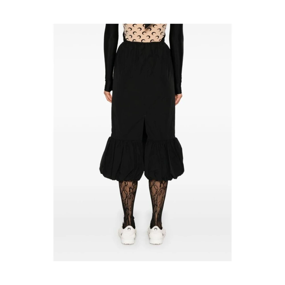 Marine Serre Zwarte Midi Jersey Rok met Elastische Taille Black Dames