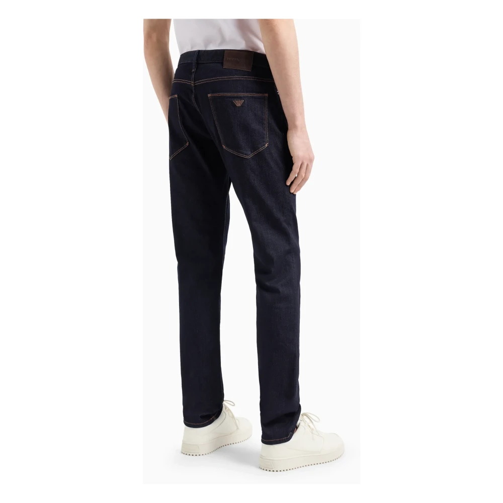 Emporio Armani Donkerblauwe Jeans met Contraststiksels Blue Heren