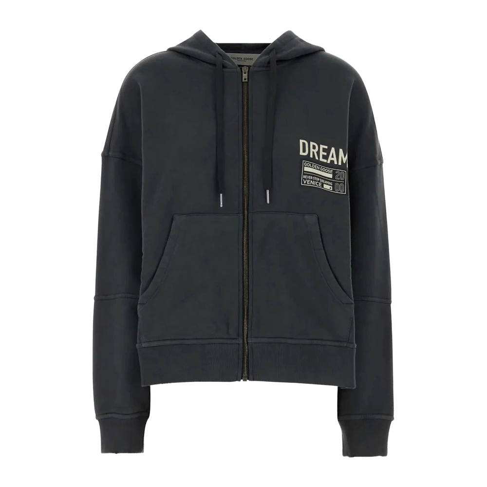 Golden Goose Kvinno Blå Sweatshirts & Hoodies Dam, Xl, Bomull, Bomullshoodie Med Logotyptryck
