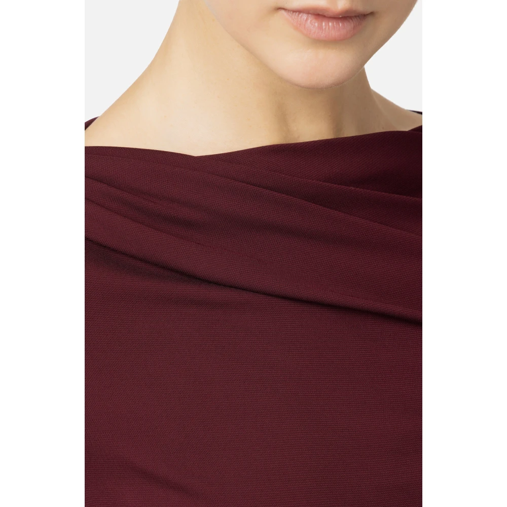 Elisabetta Franchi Gedrapeerde Jersey Trui met Metalen Logo Red Dames