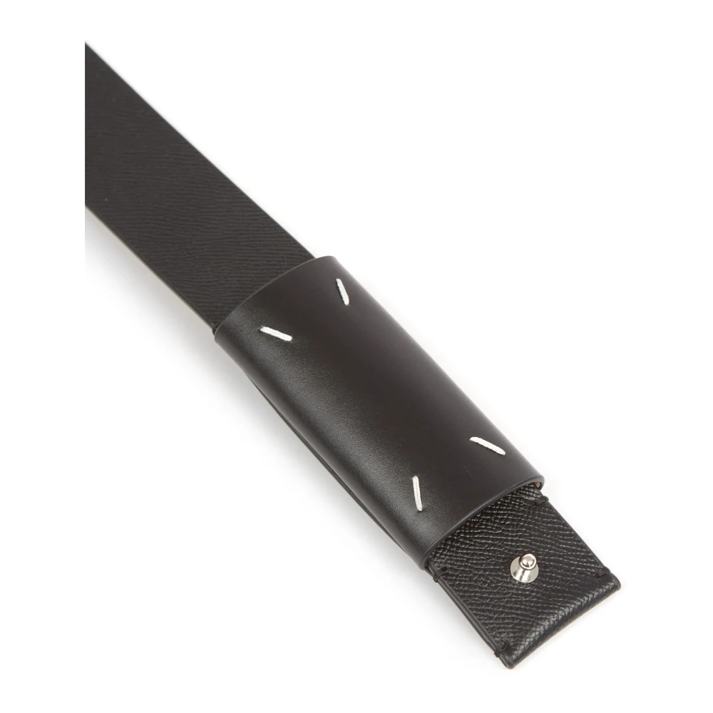 Maison Margiela Zwart leren logogesp Black Heren
