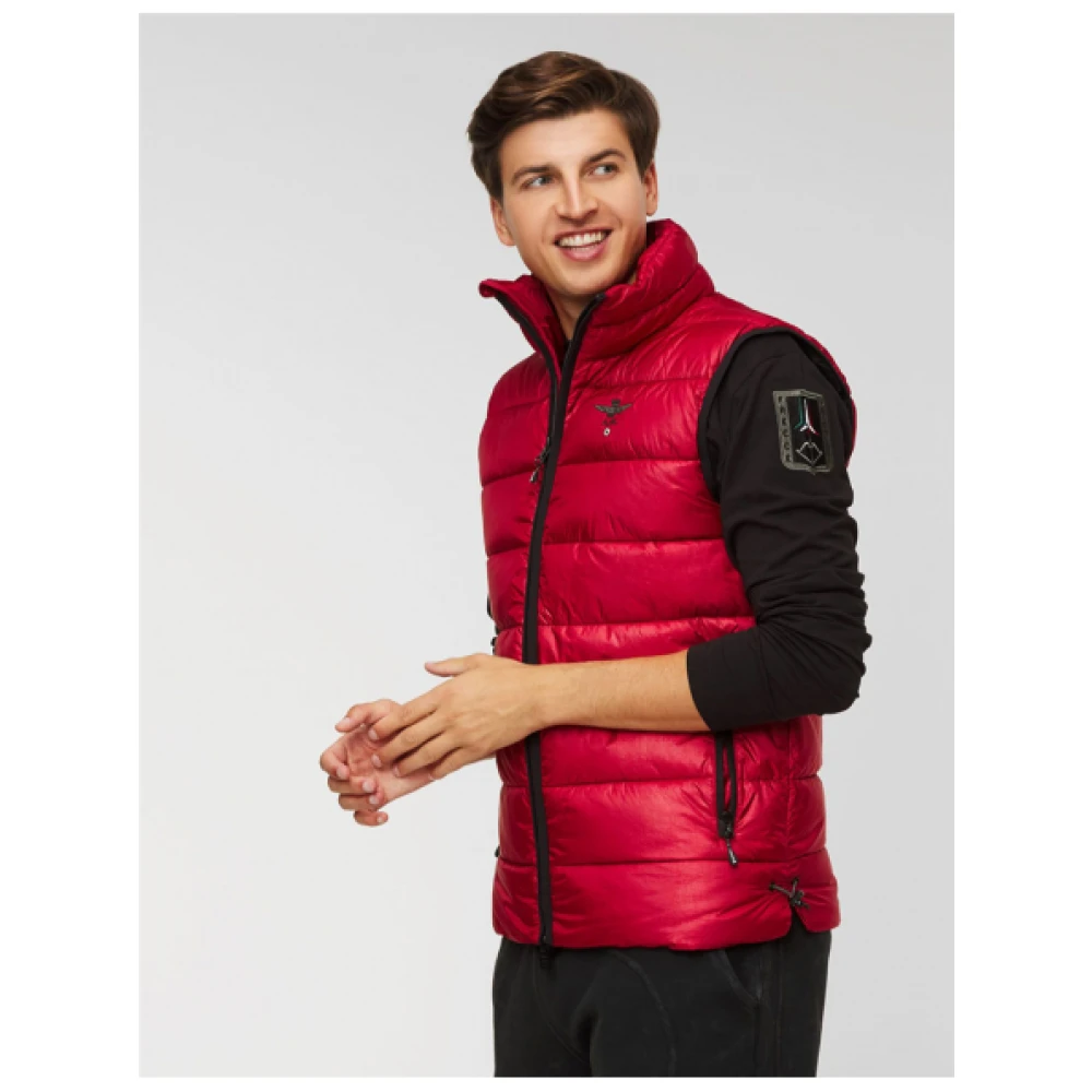 aeronautica militare Gewatteerd mouwloos vest met glinsterend effect Red Heren