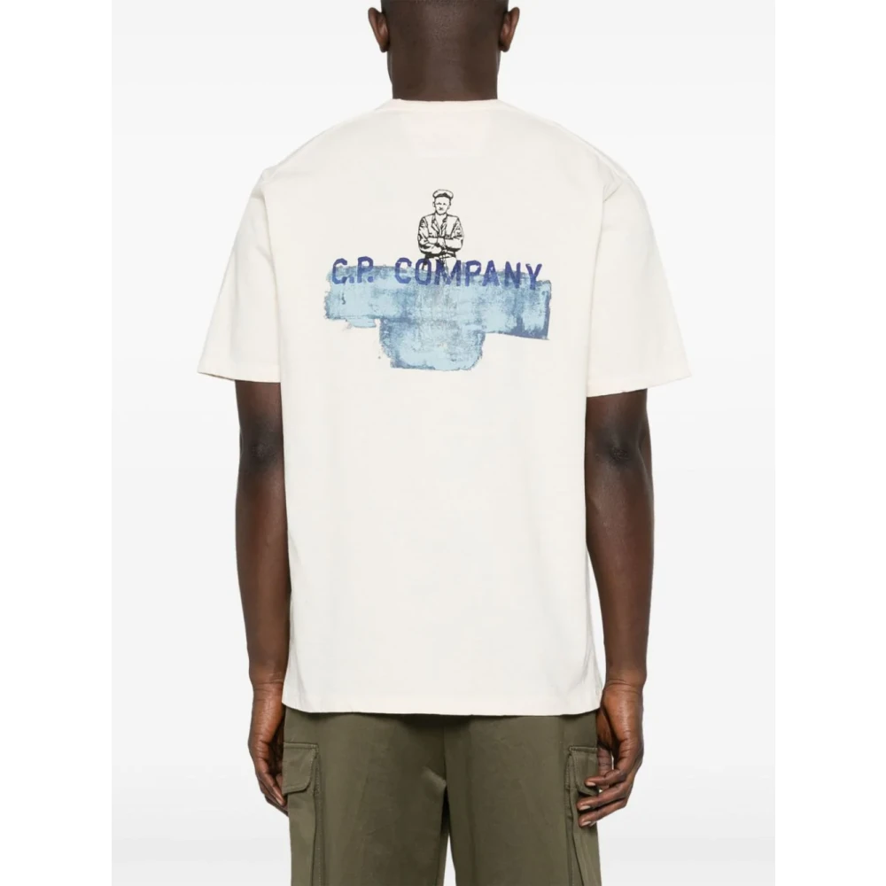 C.P. Company Logo Print T-Shirt Beige Heren