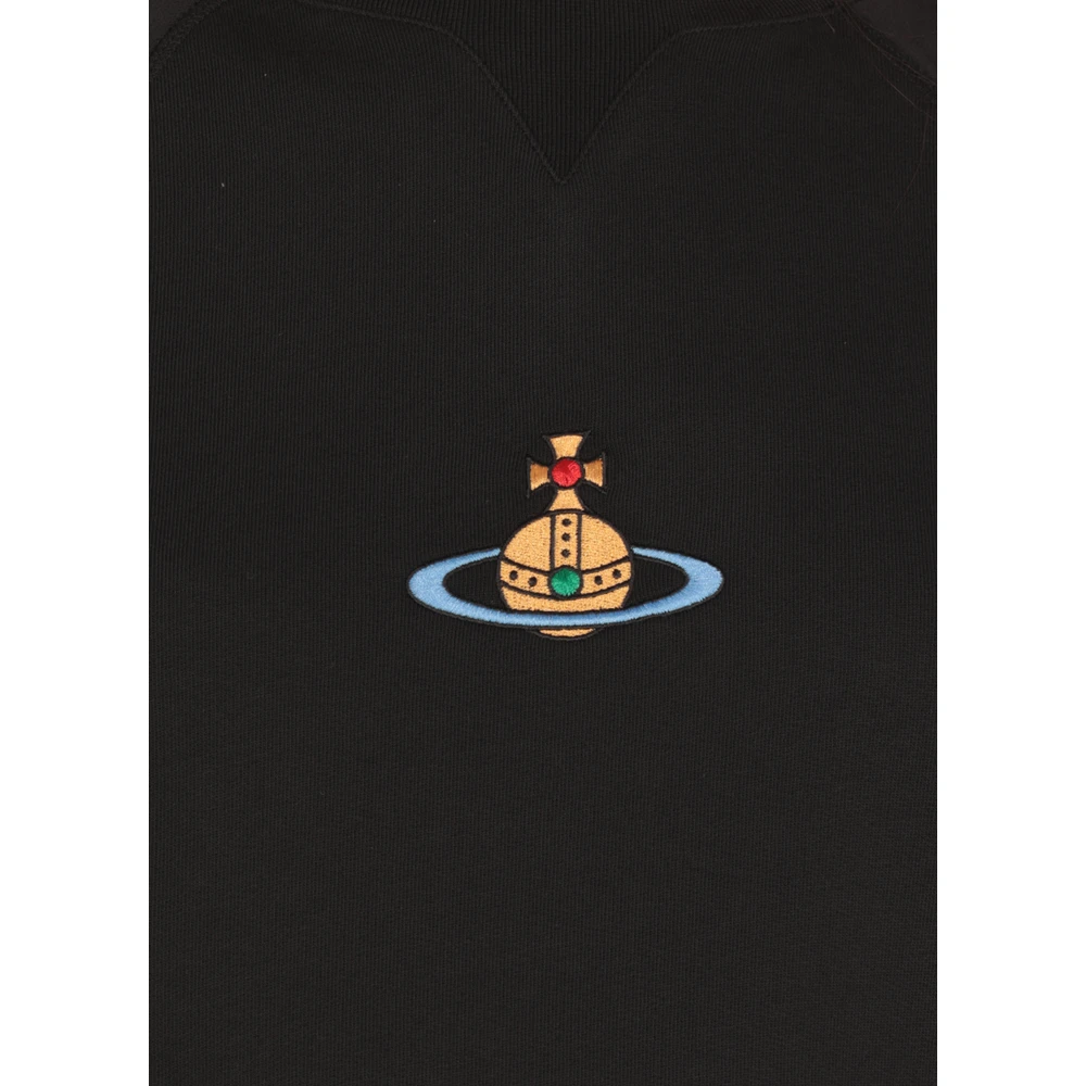 Vivienne Westwood Zwarte Cropped Sweatshirt met Orb Borduurwerk Black Dames