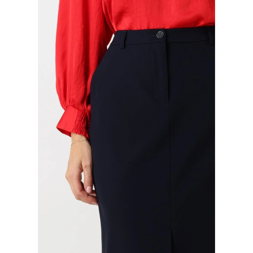 Summum Woman Blauwe Viscose Blend Midi Rok Blue Dames