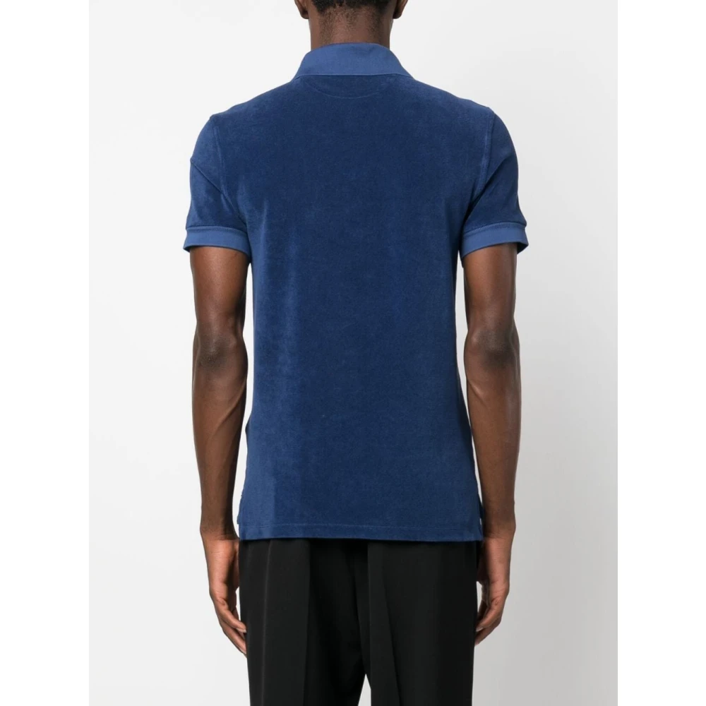 Tom Ford Blauwe Towelling-Finish Polo Shirt Blue Heren