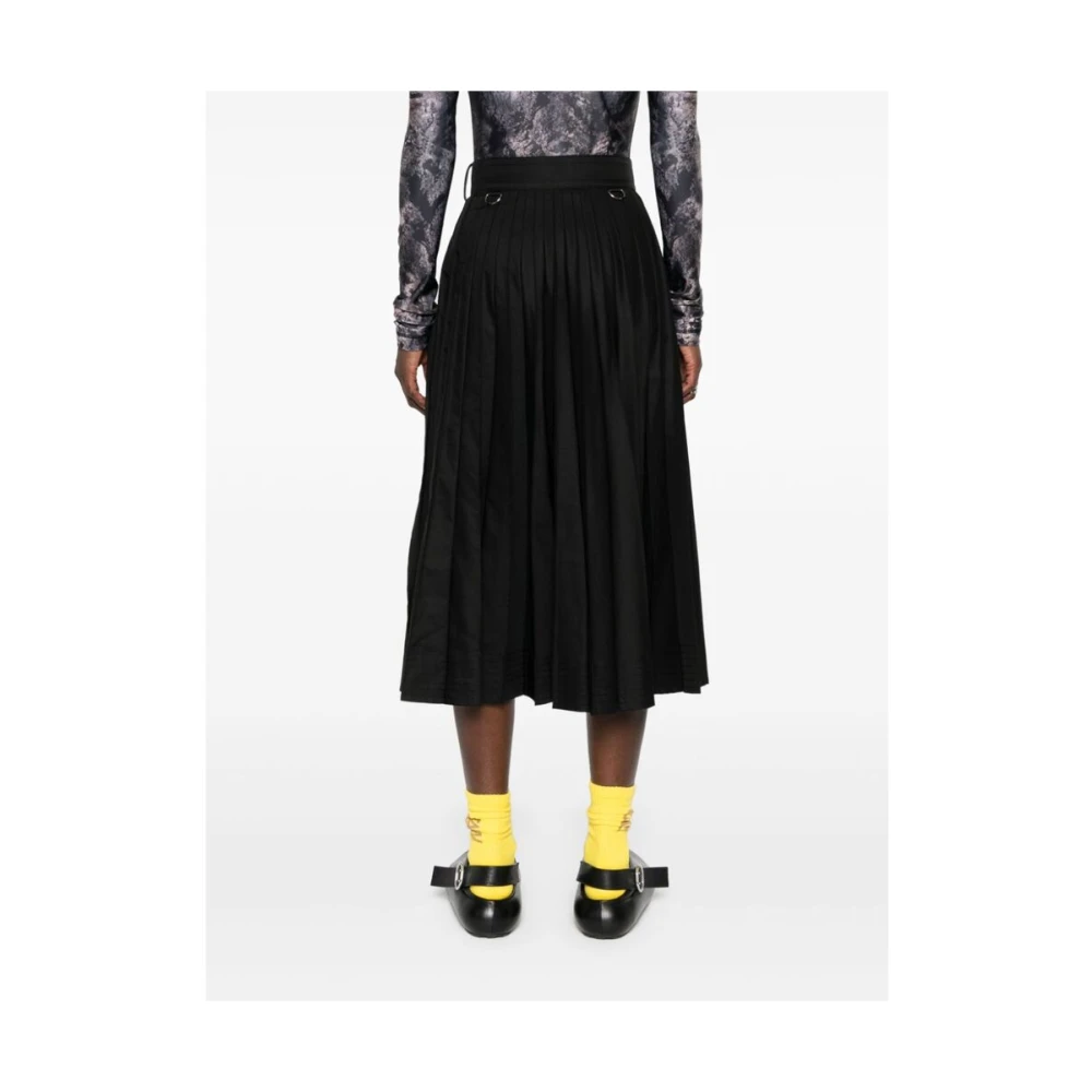 Sacai Zwarte Textuur Plissé Rok Black Dames