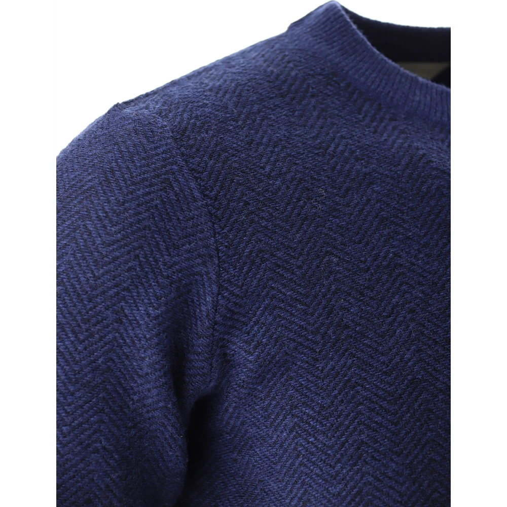 Brooksfield Round-neck Knitwear Blue Heren