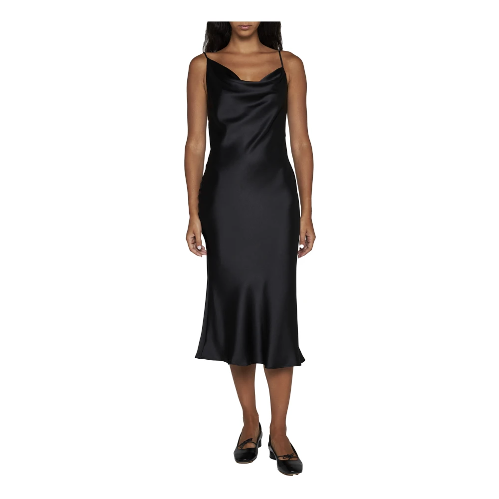 Blanca Vita Satijnafgewerkte Gedrapeerde Jurk Black Dames