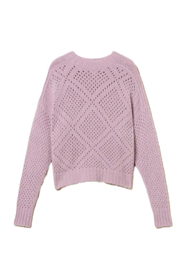 Stilig Crewneck Tröja med Blandade Stygn
