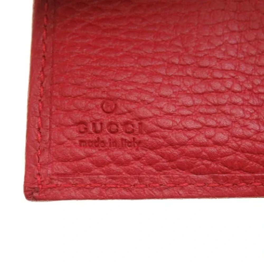 Gucci Vintage Tweedehands Rode Leren Portemonnee Red Dames