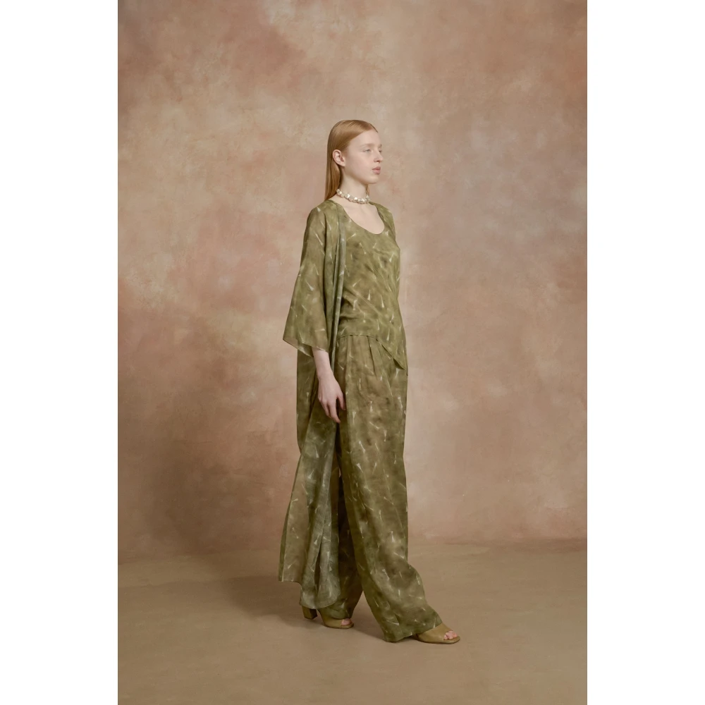 Cortana Nina lange ramie pua print jas Green Dames