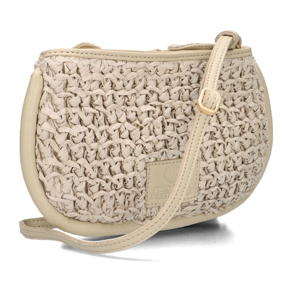 Fred de la Bretoniere Beige Raffia Schoudertas Elle Lia Beige Dames