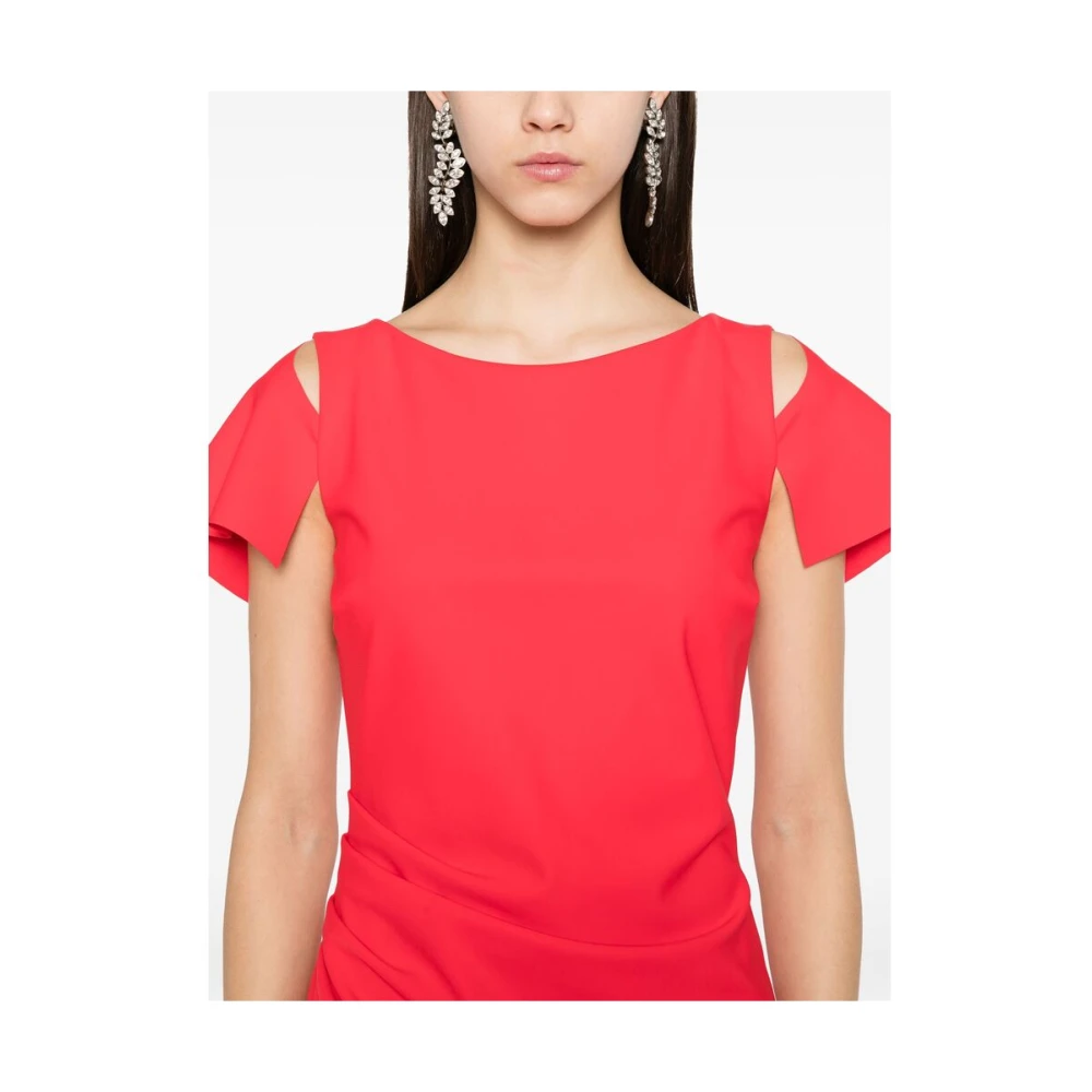 Chiara Boni Koraalrode Cold-Shoulder Jurk Red Dames