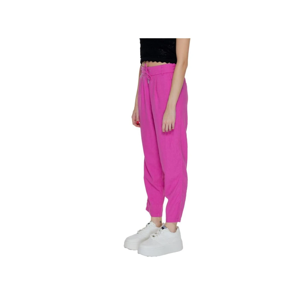 Only Multicolor Linnen Jeans & Broek Pink Dames