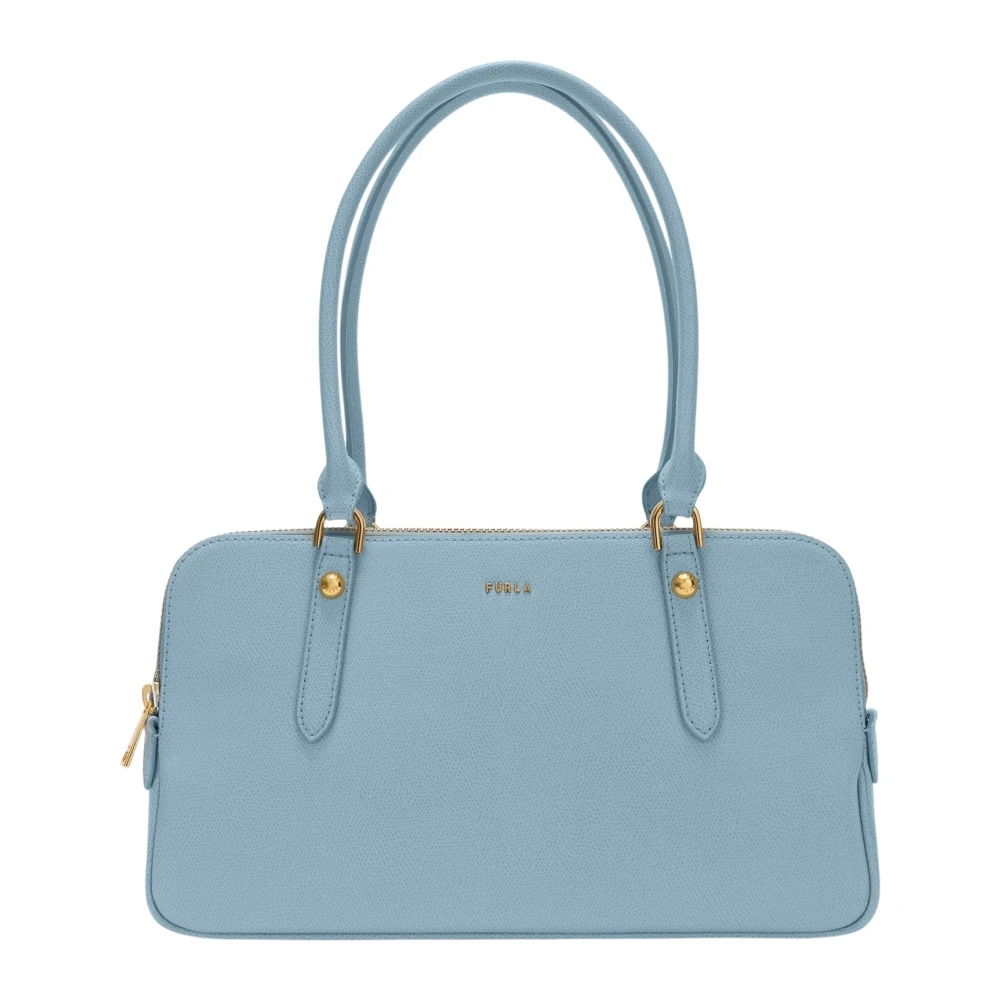 Furla Vrouw Blauw Tassen Dames, One Size, Leer, Giulia M Boston Schoudertas