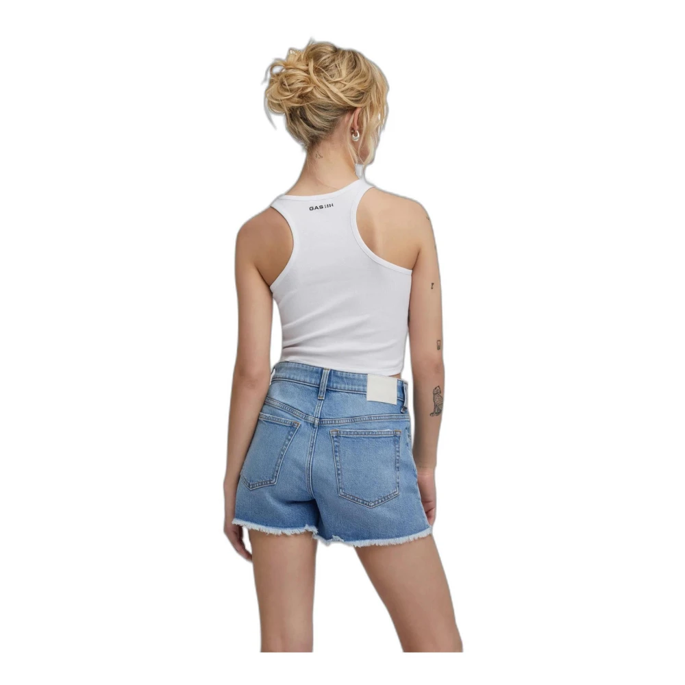 GAS Slim Lichtblauwe Katoenen Shorts Vrouwen Blue Dames