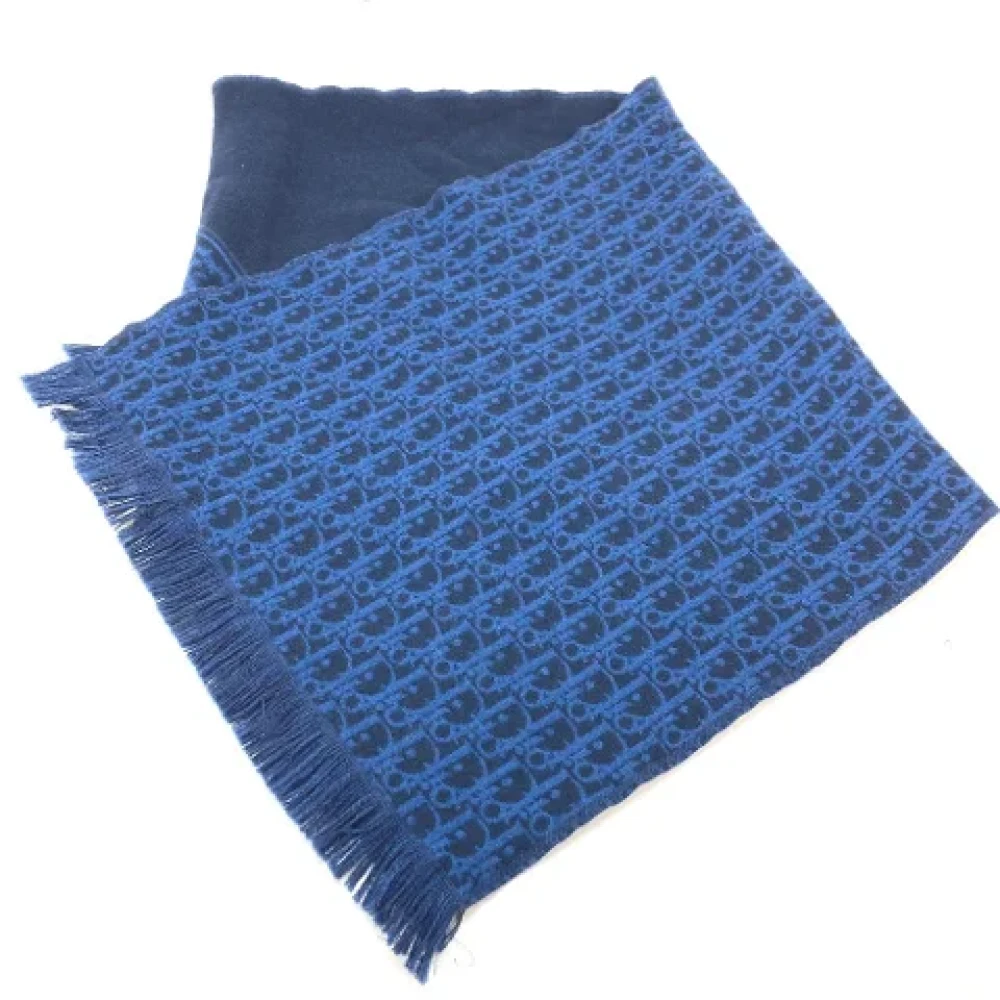Dior Vintage Pre-owned Wool scarves Blue Dames